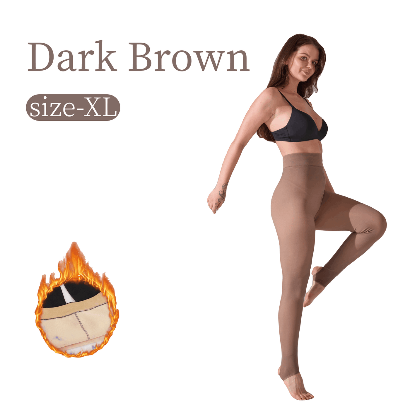 2 Pack Snatched Fake Translucent Fleece Lined Tights, Snag-Resistant 200g Winter Warm Sheer Look Pantyhose, High Waist Thermal Stockings