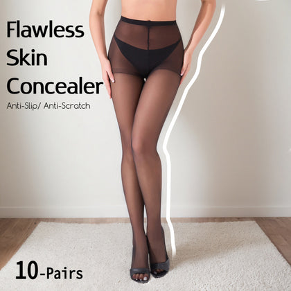 10-Pack Women's 20D Ultra Sheer Tights - Indestructible & Snag-Proof High Waist Pantyhose, Tummy Control, Super Stretchy Nylon Stockings for Work & Casual, 10 Pairs Bulk Set