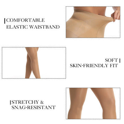 4 Pack Tummy Control Sheer Pantyhose for Women - High Waisted Slimming Shaping Tights - 40D Ultra Stretch Anti-Run Black Stockings - Daily Wear Hosiery