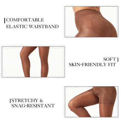 4 Pack Tummy Control Sheer Pantyhose for Women - High Waisted Slimming Shaping Tights - 40D Ultra Stretch Anti-Run Black Stockings - Daily Wear Hosiery