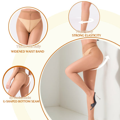 10-Pack Women's 20D Ultra Sheer Tights - Indestructible & Snag-Proof High Waist Pantyhose, Tummy Control, Super Stretchy Nylon Stockings for Work & Casual, 10 Pairs Bulk Set