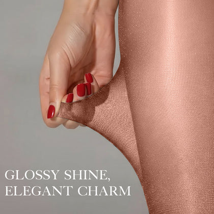 6-Pack Women's Glossy Sheer Tights - High Shine Oil Finish Pantyhose | Silky Smooth Nude & Coffee Tights | High Stretch, Run-Resistant, Comfortable Fit for Dates, Parties & Events (Sizes S-XL)