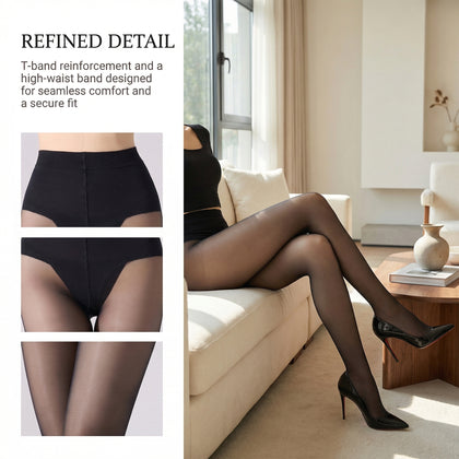 2-Pack Women's 20D Sheer Glossy Tights | High Shine Oil Finish Pantyhose | Ultra Thin Invisible Nude & Coffee Stockings | High Stretch Control Top for Events (Sizes S-XL)