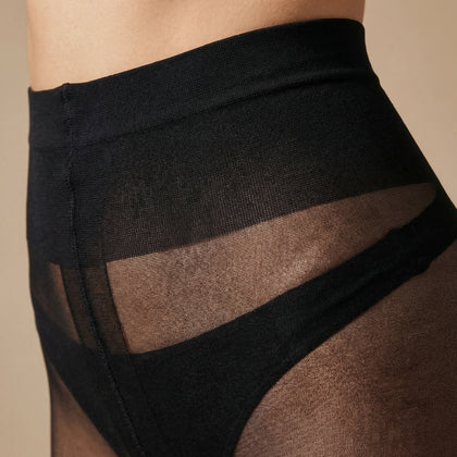 2 Pairs 20D Sheer Tights for Women | Run-Resistant Control Top Pantyhose | T-Crotch High Waist Black Nude Brown Stockings