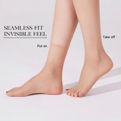 10-Pack Women’s Sheer No-Show Crystal Ankle Socks – Soft, Breathable, High Stretch Invisible Socks, Black One Size for Work, Casual & Everyday Wear