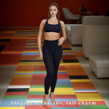 2-Pack Women's 70D Velvet Cropped Tights High Stretch Soft Opaque Capri Leggings Black for Work Casual Everyday Wear Breathable Fabric