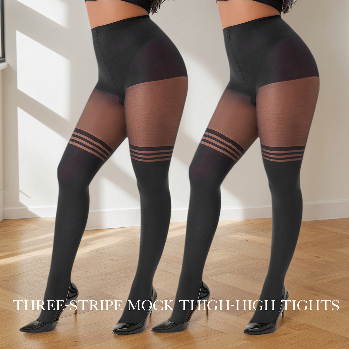 40D Shaping Tights for Women - High Waisted Tummy Control Pantyhose | Elegant Black High Stretch Stockings | Durable Slimming Hosiery for Work & Daily Wear