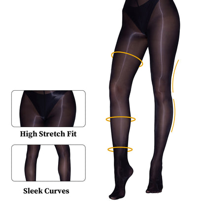 6-Pack Women's Glossy Sheer Tights - High Shine Oil Finish Pantyhose | Silky Smooth Nude & Coffee Tights | High Stretch, Run-Resistant, Comfortable Fit for Dates, Parties & Events (Sizes S-XL)