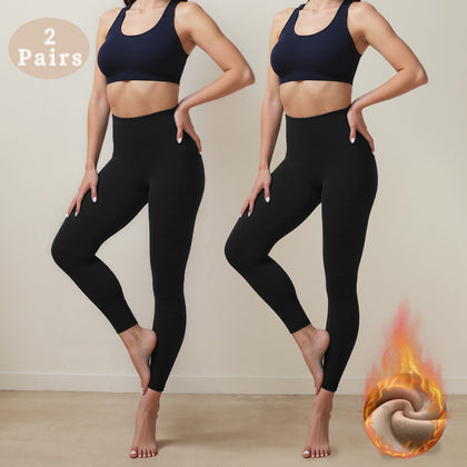 2-Pack Women's 70D Velvet Cropped Tights High Stretch Soft Opaque Capri Leggings Black for Work Casual Everyday Wear Breathable Fabric