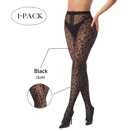 Women's Leopard Print Sheer Tights - Chic Animal Patterned Pantyhose | 20D Vintage Jacquard Stockings | High Stretch Bold Hosiery for Night Out & Parties