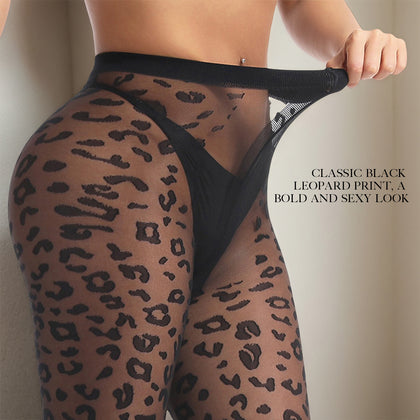 Women's Leopard Print Sheer Tights - Chic Animal Patterned Pantyhose | 20D Vintage Jacquard Stockings | High Stretch Bold Hosiery for Night Out & Parties