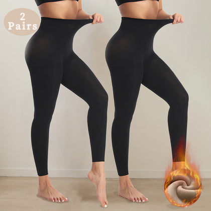 2-Pack Women's 70D Velvet Cropped Tights High Stretch Soft Opaque Capri Leggings Black for Work Casual Everyday Wear Breathable Fabric