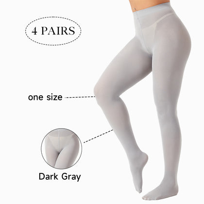 4PK Black Sheer Tights for Women, 80D High Stretch Snag Resistant Pantyhose, Snatched Waist Slimming Stockings, 4 Pack Run Resistant Daily Wear
