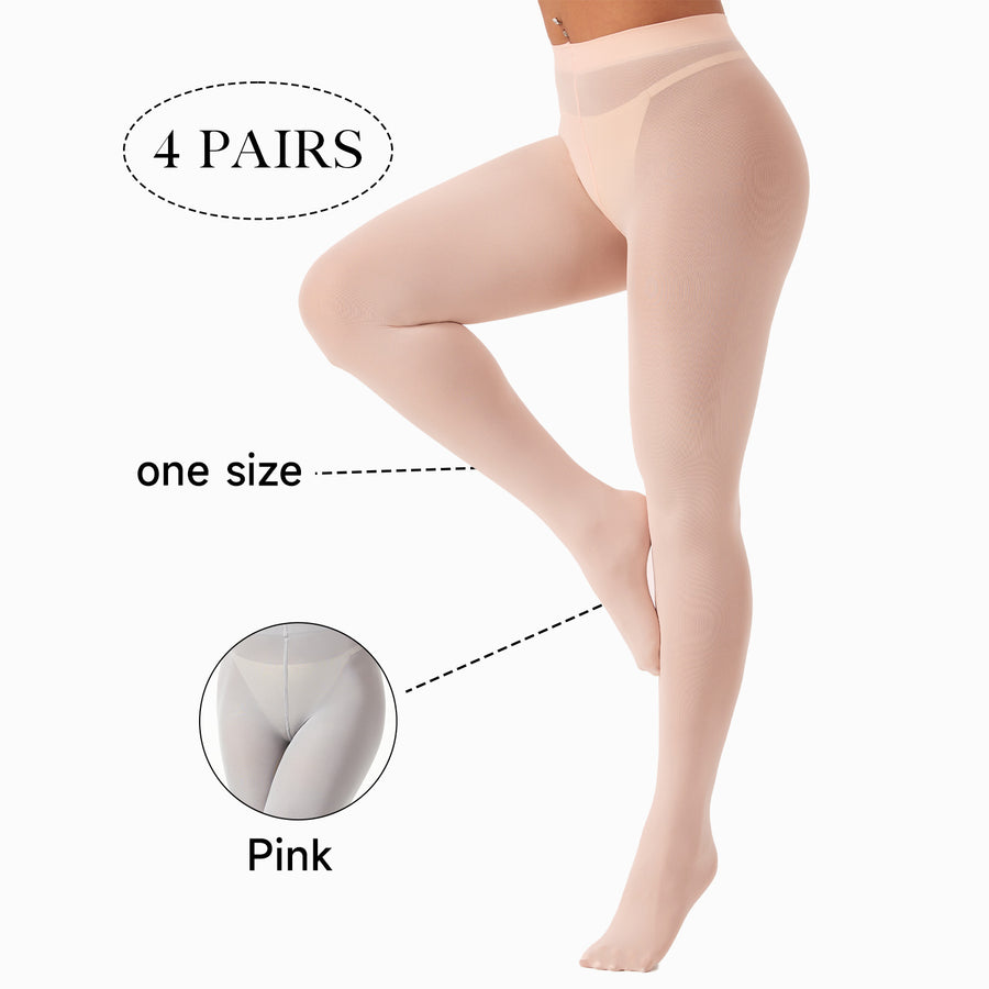 4PK Black Sheer Tights for Women, 80D High Stretch Snag Resistant Pantyhose, Snatched Waist Slimming Stockings, 4 Pack Run Resistant Daily Wear