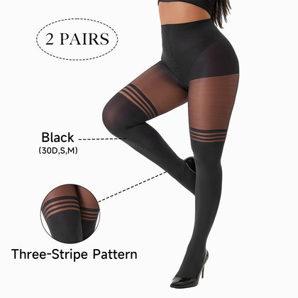 40D Shaping Tights for Women - High Waisted Tummy Control Pantyhose | Elegant Black High Stretch Stockings | Durable Slimming Hosiery for Work & Daily Wear