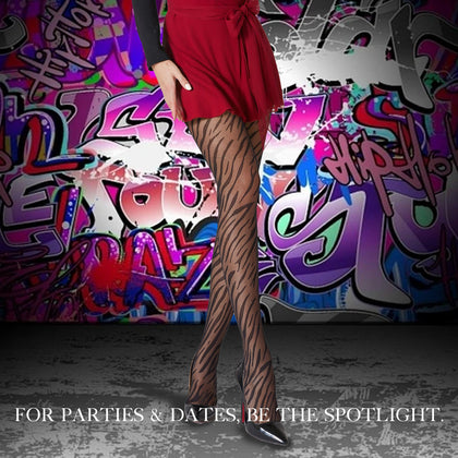 2-Pack Zebra Pattern Sheer Tights | 20D Black Jacquard Pantyhose | High Waist Slimming Stretch Stockings | One Size Aesthetic Leggings