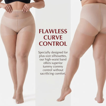 [XL-XXXXL] 4 Pairs Plus Size 20D Sheer Tights | Ultra Stretch Control Top Pantyhose | Black Nude Light Nude Stockings