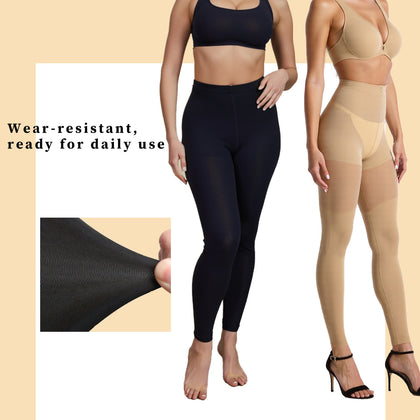 2-Pack Women's 70D Velvet Cropped Tights High Stretch Soft Opaque Capri Leggings Black for Work Casual Everyday Wear Breathable Fabric