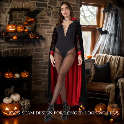 4-Pack Women’s Sheer Patterned Tights – Back Seam & Diamond Fishnet Design, Black One Size, High Stretch Pantyhose for Everyday Wear
