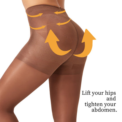 4 Pack Tummy Control Sheer Pantyhose for Women - High Waisted Slimming Shaping Tights - 40D Ultra Stretch Anti-Run Black Stockings - Daily Wear Hosiery
