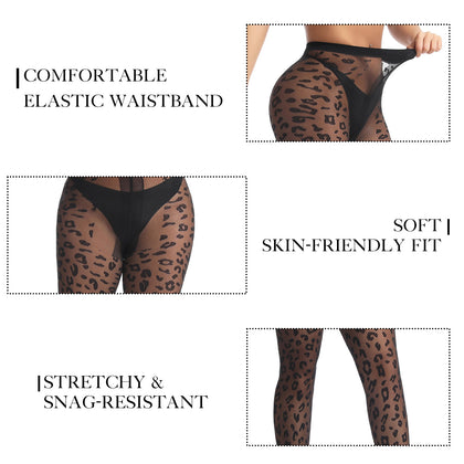 Women's Leopard Print Sheer Tights - Chic Animal Patterned Pantyhose | 20D Vintage Jacquard Stockings | High Stretch Bold Hosiery for Night Out & Parties