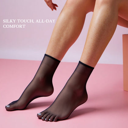 10-Pack Women’s Sheer No-Show Crystal Ankle Socks – Soft, Breathable, High Stretch Invisible Socks, Black One Size for Work, Casual & Everyday Wear