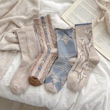 Botanical Toile Crew Socks