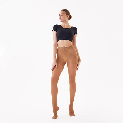 2-Pack 40D Control Top Tights - Core-Spun Black Pantyhose, Stretch Slimming S/M/L/XL