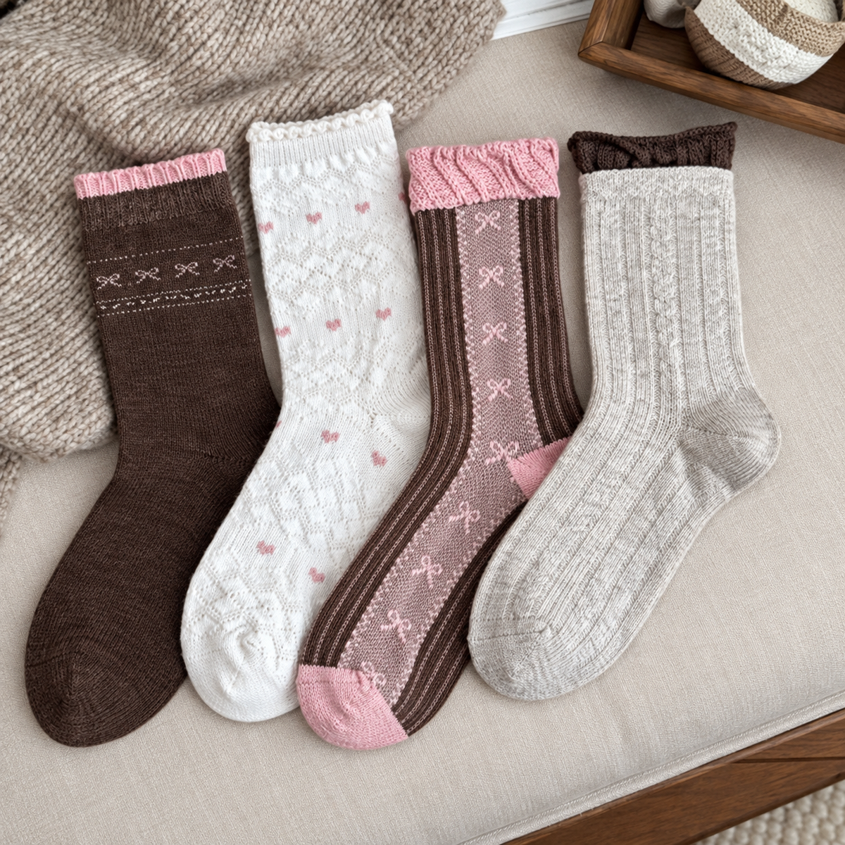 Heather Texture Crew Socks