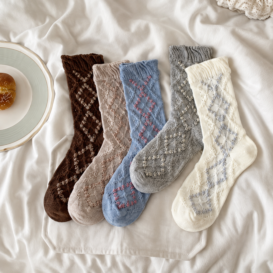 Lace Cable Crew Socks