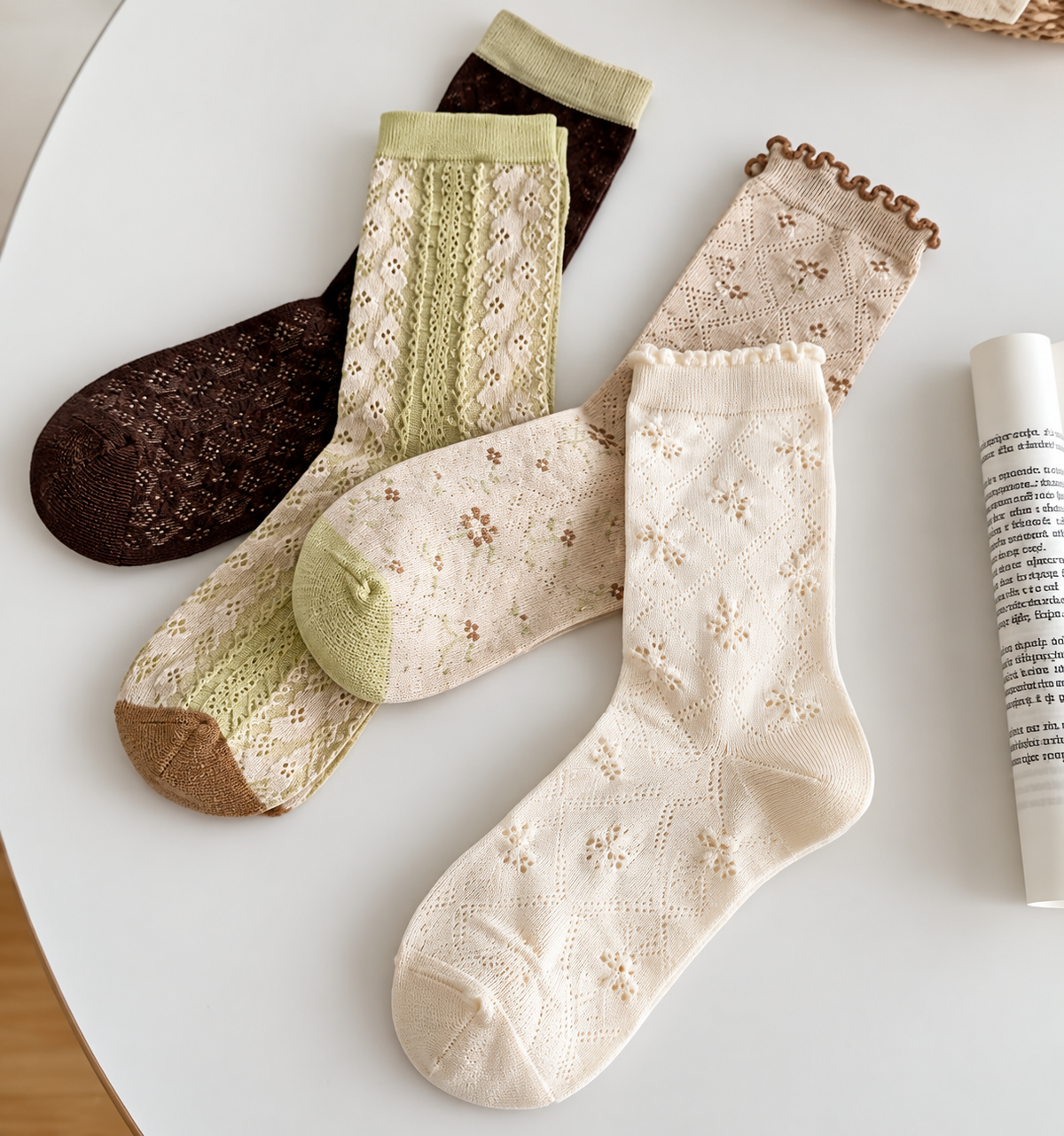 Soft Pastel Pointelle Socks