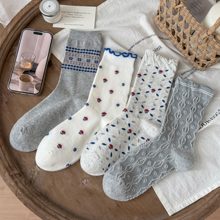 Vintage Floral Knit Crew Socks