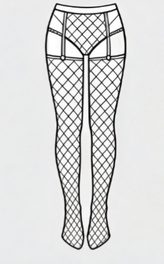 Fishnet tights line drawing