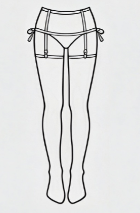 Suspender style tights line drawing